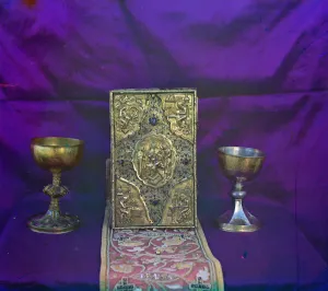 Alexis I Collection: Gospel of Tsar Alexei Mikhailovich and the sacramental vessels of of Tsar Mikhail Feodorovich, 1911