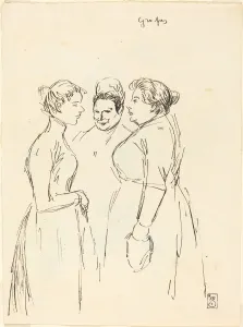 Gossiping Women, late 19th-early 20th century. Creator: Theophile Alexandre Steinlen Gossiping Women, late 19th-early 20th century. Creator: Theophile Alexandre Steinlen