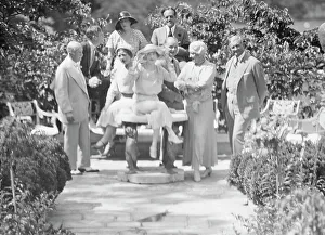 Group Portraits Prints: Gossler, Philip, Mrs. group, outdoors, not before 1929. Creator: Arnold Genthe