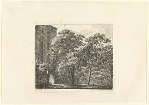 Domenico Quaglio Ii Prints: Gothic Architecture in a Landscape, ca. 1807. Creator: Domenico Quaglio II