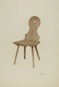 Heart Motif Prints: Gothic Chair, c. 1940. Creator: Rosa Rivero