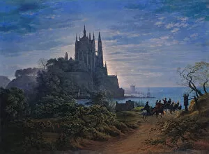 Schinkel Gallery: Gothic Church on a Rock by the Sea, 1815. Artist: Schinkel, Karl Friedrich (1781-1841)