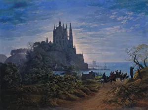 Schinkel Gallery: Gothic Church on a Rock by the Sea, 1815. Artist: Schinkel, Karl Friedrich (1781-1841)