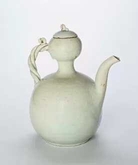White Background Gallery: Gourd-Shaped Ewer with Twisted Handle, Korea, Goryeo dynasty (918-1392), mid-12th century