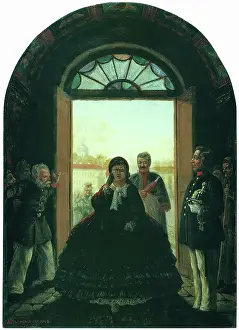 Doors Prints: The Governess Entering the Church, 1884. Creator: Leonid Solomatkin