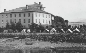 Harbour Wall Prints: Government barracks, between c1900 and c1930. Creator: Unknown