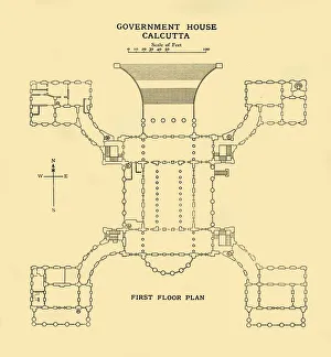 Government House Calcutta - First Floor Plan, 1925. Creator: Unknown Government House Calcutta - First Floor Plan, 1925. Creator: Unknown