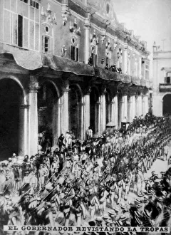 Yara Uprising Prints: The governor inspecting the newly arrived troops, (1868), 1920s