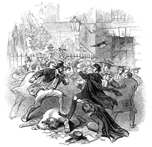 Oxford Gallery: Gown and Town Row, at Oxford, 1845. Creator: Unknown