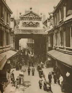 Arthur St John Prints: Gracechurch Street Entrance to Leadenhall Market - City Clearing House For Poultry, c1935
