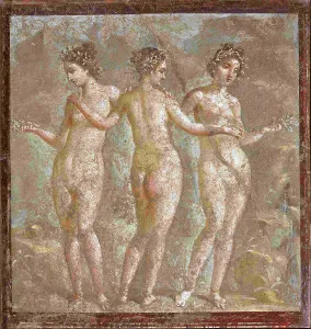 Beauty Prints: The Three Graces, 1st century. Creator: Roman-Pompeian wall painting ()