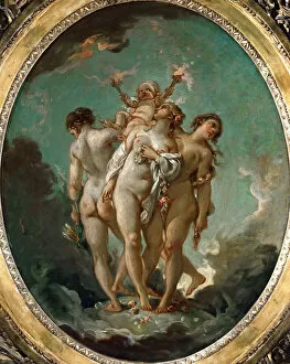 Graces Collection: The Three Graces holding Cupid. Artist: Boucher, Francois (1703-1770)
