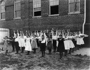 Cyanotypes 1890 1900 Gmgpc Prints: Grade school, Washington, D.C. - outdoor exercise class