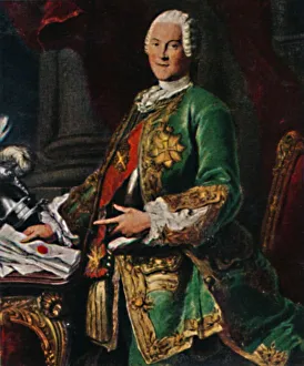 Louis De Silvestre Prints: Graf von Bruhl 1700-1763. - Stich nach dem Gemalde von Silvestre, 1934