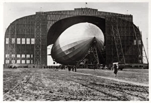 Graf Zeppelin attached to the mobile anchor mast, Lakehurst, New Jersey, USA, 1930, (1933)