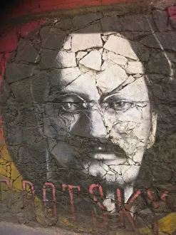 Mixed Media Prints: Graffiti of Leon Trotsky. Artist: Anonymous