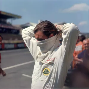 Sarthe Prints: Graham Hill getting ready for the French Grand Prix, Le Mans, France, 1967