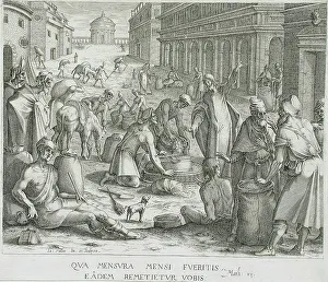 Callot Jacques Prints: The Grain Weighers, between circa 1610 and circa 1612. Creator: Jacques Callot