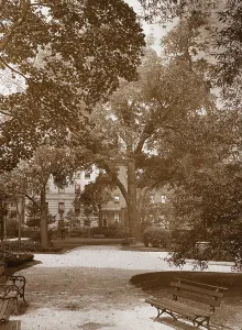 Park Bench Prints: Gramercy Park, between East 20th and East 21st Streets east of Park Avenue