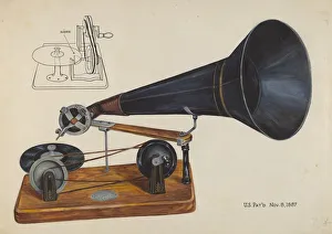 Bowman Charles Prints: Gramophone, c. 1937. Creator: Charles Bowman