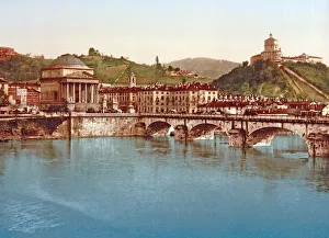 Turin Prints: Gran Madre di Dio (foreground) and Santa Maria di Monte dei Cappuccini, Turin, c. 1890
