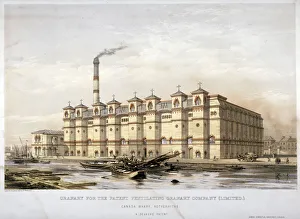 Bermondsey Prints: Granary on Canada Wharf, Rotherhithe, London, c1860. Artist: Kell Brothers