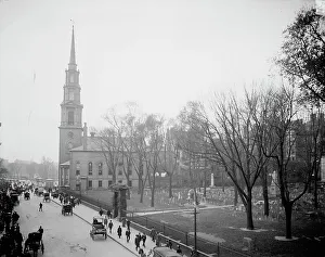 Massachusetts United States Prints: Granary and Park Street Church, Boston, Mass. c1904. Creator: Unknown