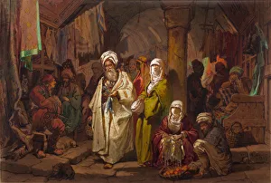 Burka Prints: The Grand Bazaar. Artist: Preziosi, Amedeo (1816-1882)
