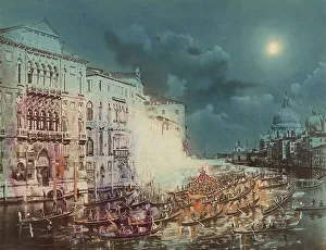 Carnival Prints: The Grand Canal during Carnival, Venice, about 1860-1880. Creator: Unknown