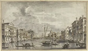 Gondolieri Prints: The Grand Canal Looking Toward the Salute and the Dogana, 1770s. Creator: Francesco Tironi