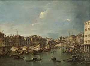 Ponte Di Rialto Prints: Grand Canal with the Rialto Bridge, Venice, probably c. 1780. Creator: Francesco Guardi