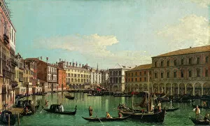 Venice Italy Collection: The Grand Canal, Venice, Looking South toward the Rialto Bridge, 1730s. Creator: Canaletto