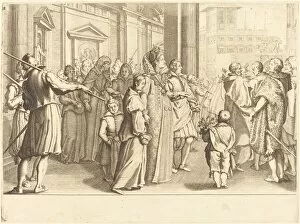 De Medici Ferdinando I Gallery: Grand Duchess at the Procession of the Young Girls, c. 1614. Creator: Jacques Callot