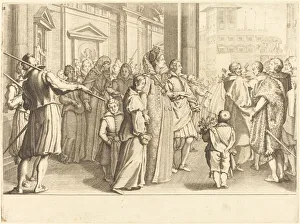 De Medici Ferdinando I Prints: Grand Duchess at the Procession of the Young Girls, c. 1614. Creator: Jacques Callot