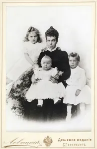 Grand Duchess Xenia Alexandrovna of Russia with children Irina Alexandrovna, Andrei