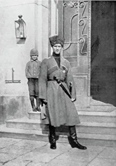 1917 Prints: Grand Duke Michael Alexandrovich of Russia in cossack uniform, 1917