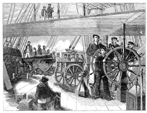 Shells Prints: The Grand Naval Review, at Spithead: Main-Deck of The Blenheim - sketched by J