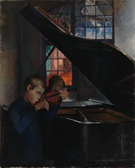 Grand Piano Prints: By the Grand Piano, 1925. Creator: Alvar Cawén