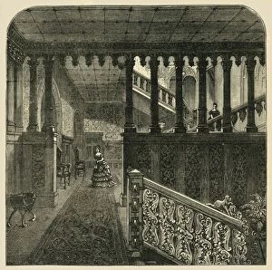 Jacobean Gallery: Grand Staircase, Holland House, c1876. Creator: Unknown