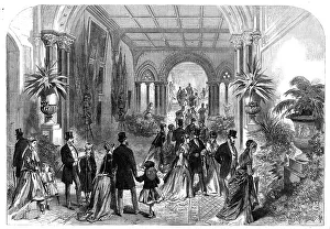 Visitors Prints: The Grand Staircase at the Leeds Exhibition of Arts, 1868. Creator: Unknown