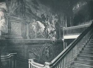 Staircase Prints: The Grand Staircase, Showing Thornhills Wall Paintings, Stoke Edith, c1909
