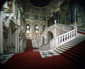 The Grand staircase of the Winter Palace, 1756-1761. Artist: Bartolomeo Francesco Rastrelli The Grand staircase of the Winter Palace, 1756-1761. Artist: Bartolomeo Francesco Rastrelli