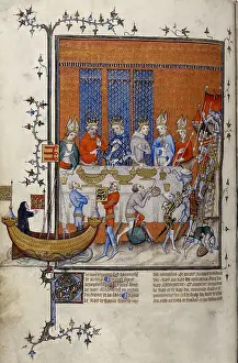 Meal Prints: Grandes Chroniques de France: The banquet of Charles V of France celebrating the capture of