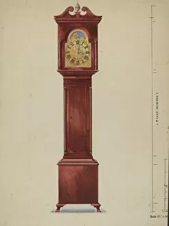 Wood Carving Gallery: Grandfather Clock, 1936. Creator: Alfred Koehn