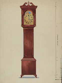 Wood Carving Gallery: Grandfather Clock, 1936. Creator: Alfred Koehn