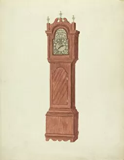 Wood Carving Gallery: Grandfather Clock, c. 1935. Creator: Walter W. Jennings