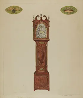 Inlaid Prints: Grandfather Clock, c. 1936. Creator: A. Zaidenberg