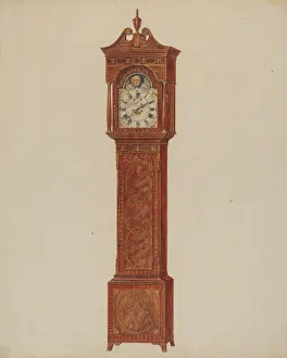 Numeral Prints: Grandfather Clock (Timepiece), c. 1937. Creator: Francis Law Durand