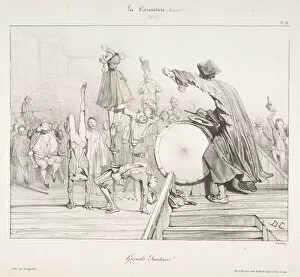 Circus Performer Gallery: Grands Sauteurs!, from La Caricature, 1823-60. Creator: Alexandre Gabriel Decamps