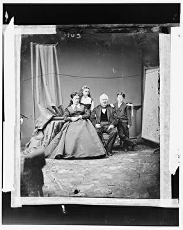 Ulyses Grant Collection: Grant, Mrs. U.S. and son (Jesse) and daughter (Nellie) also her father Mr. Dent, c.1865-1880